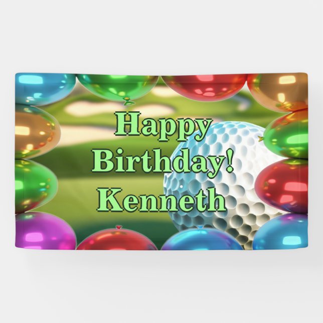 Golf Course Happy Birthday custom Vinyl Banner (Horizontal)