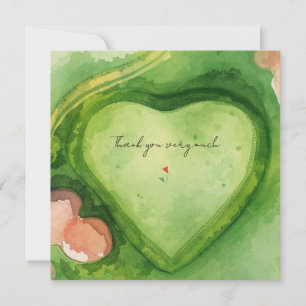 Golf course heart shape  thank you card