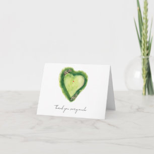 Golf course heart shape  thank you card