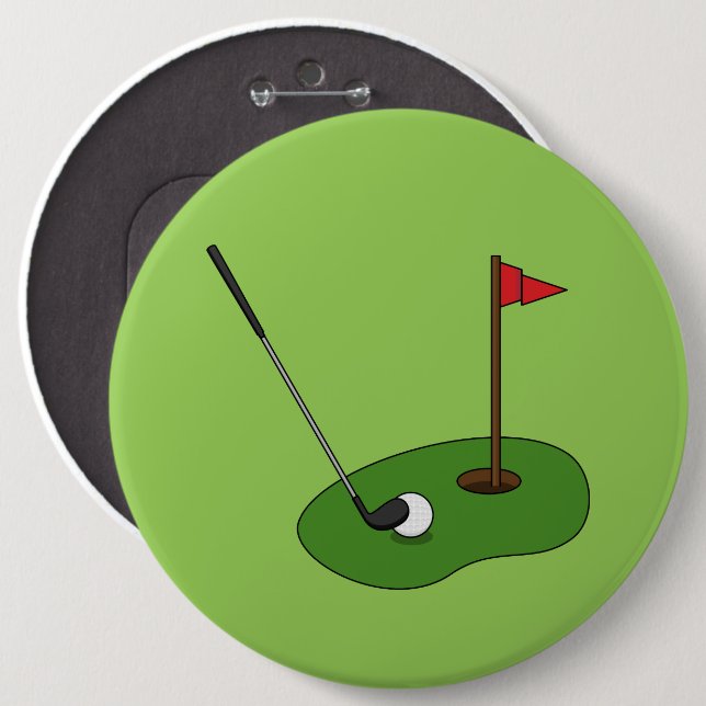 Golf Course Hole with Flag 6 Cm Round Badge (Front & Back)