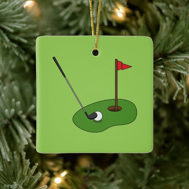 Golf Course Hole with Flag Ceramic Ornament (Tree)