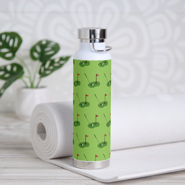 Golf Course Hole with Flag Pattern Water Bottle (Yoga)