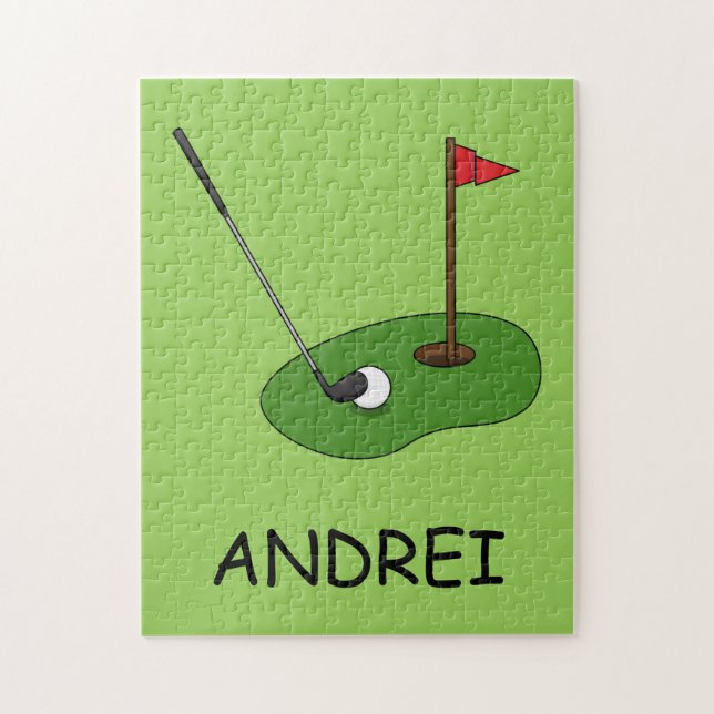 Golf Course Hole with Flag Personalise Jigsaw Puzzle (Vertical)