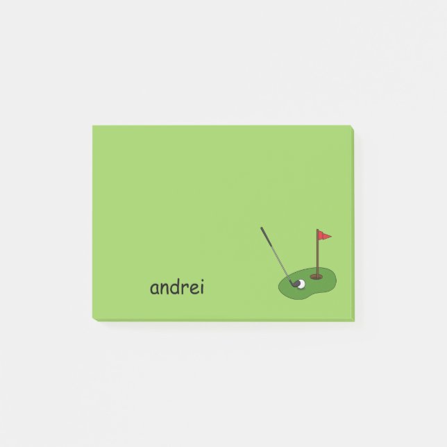 Golf Course Hole with Flag Personalise Post-it Notes (Front)