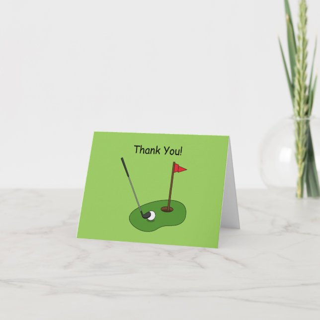 Golf Course Hole with Flag Personalise Thank You Card (Front)
