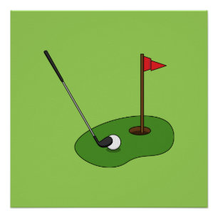 Golf Course Hole with Flag Poster