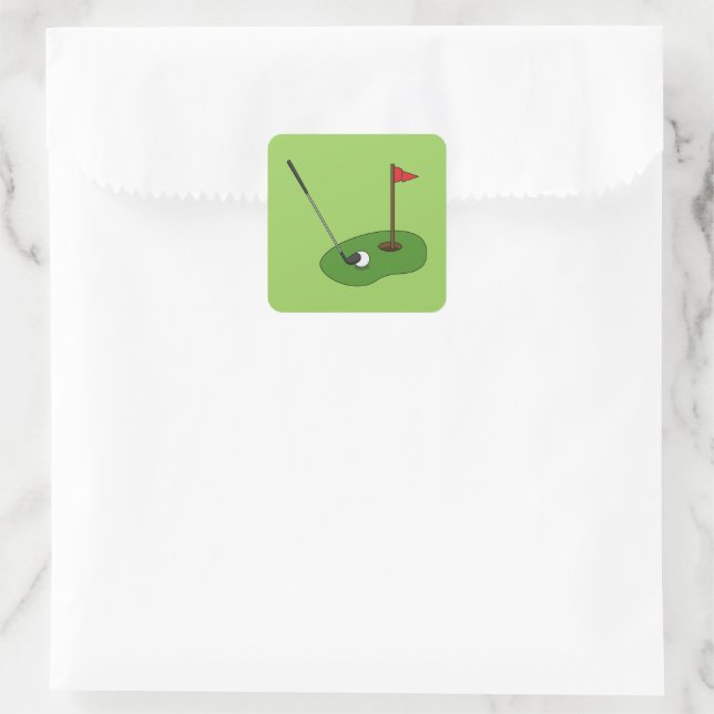 Golf Course Hole with Flag Square Sticker (Bag)