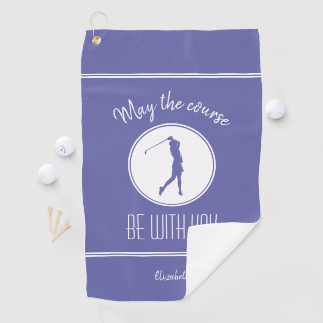 Golf Course Lady Golfer Monogram Pro Modern Purple Towel (InSitu)