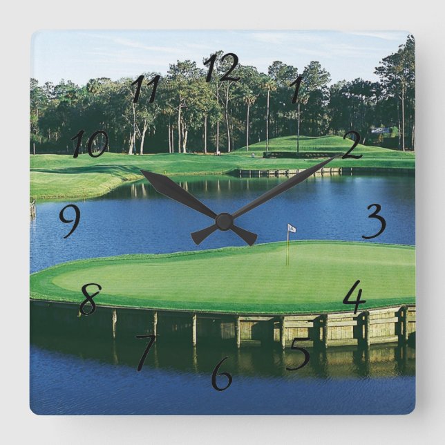Golf Course landscape Square Wall Clock (Front)