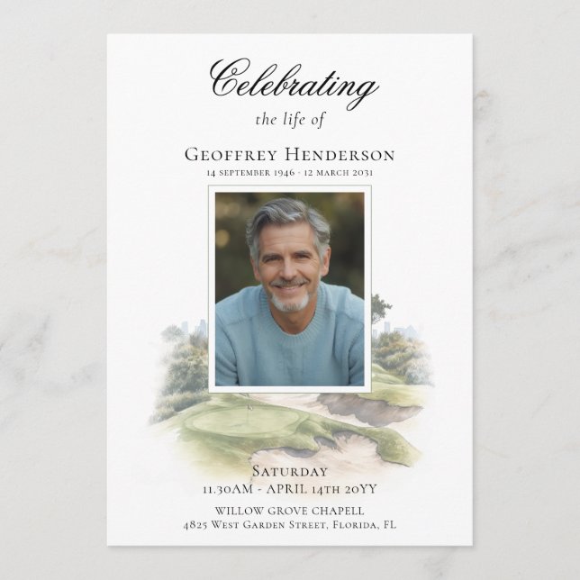 Golf Course Memorial Celebration of Life Program (Front)