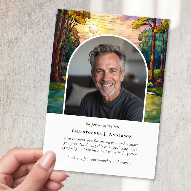 Golf Course Photo Sympathy Funeral Memorial Thank You Card (Creator Uploaded)