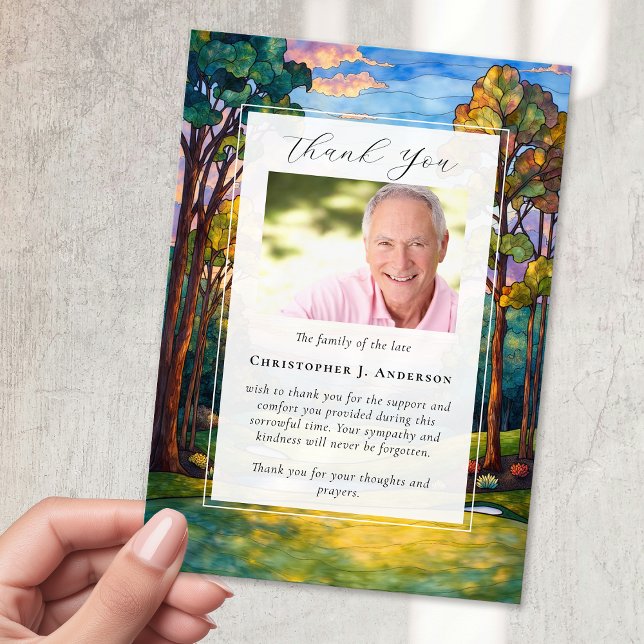 Golf Course Photo Sympathy Funeral Memorial Thank You Card (Creator Uploaded)