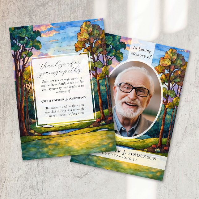 Golf Course Photo Sympathy Funeral Memorial Thank You Card (Creator Uploaded)