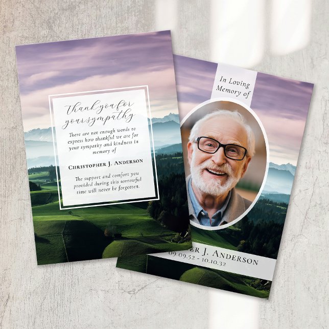 Golf Course Photo Sympathy Funeral Memorial Thank You Card (Creator Uploaded)