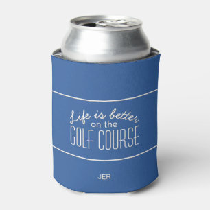 Golf Course Quote Custom Initials Royal Blue Can Cooler