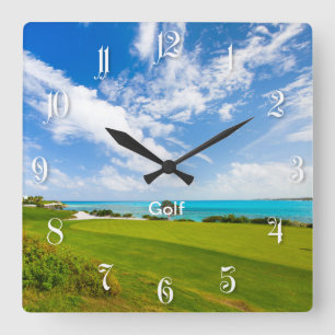 Golf course square wall clock