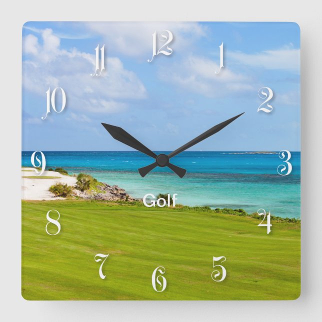 Golf course square wall clock (Front)