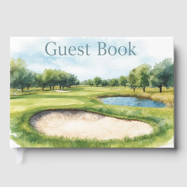 Golf  Course watercolor Guest Book (Front)