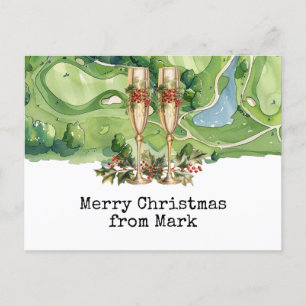 Golf Course with Christmas Drink for golfer Postca Postcard