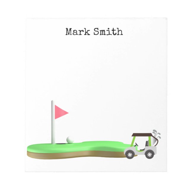 Golf course with Golf Cart for golfer  Notepad (Front)