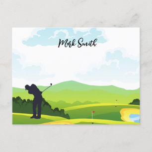 Golf course with Name for golfer  Holiday Postcard
