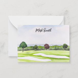 Golf course with Name for golfer Note Card