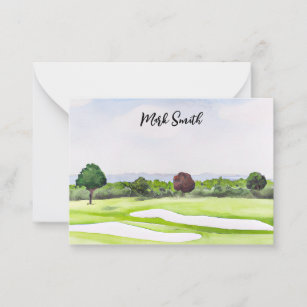 Golf  course with Name for golfer  Note Card