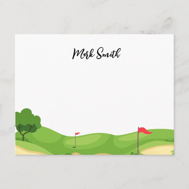 Golf course with Name for golfer  Postcard (Front)