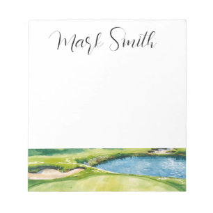 Golf course with Name gifts for golfer Notepad