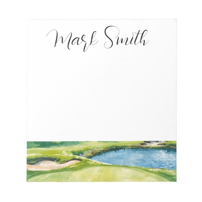 Golf course with Name gifts for golfer Notepad (Front)