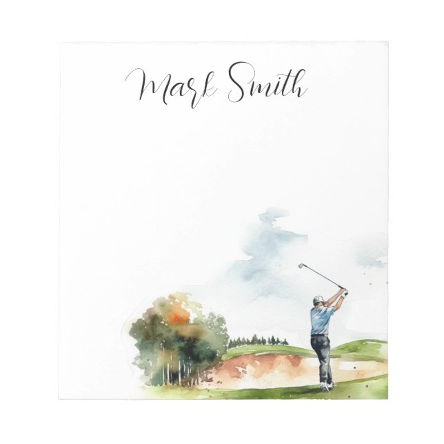 Golf course with Name gifts for golfer Notepad (Front)