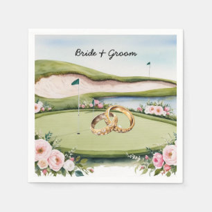 Golf Course with wedding ring on putting green Napkin