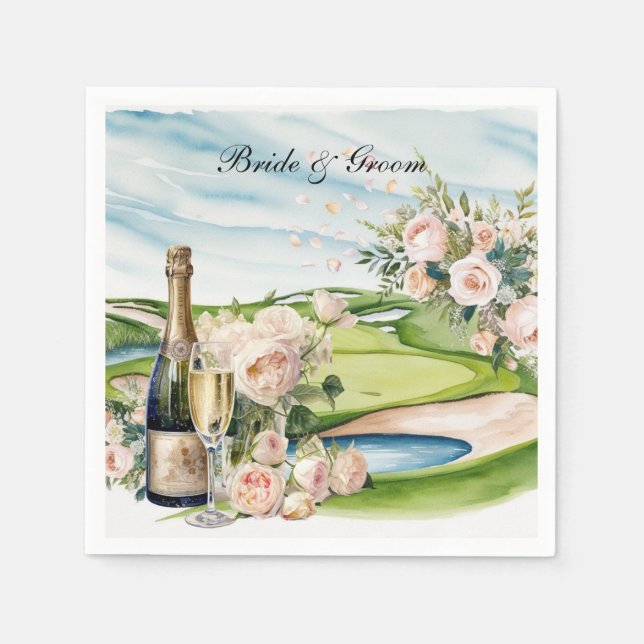 Golf Course with wedding themed for golfer Napkin (Front)