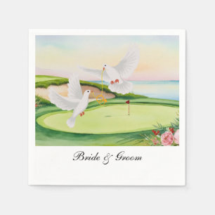 Golf Course with wedding themed for golfer Napkin