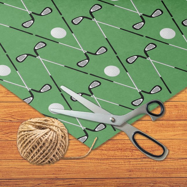 Golf crossed clubs pattern green tissue paper (Creator Uploaded)