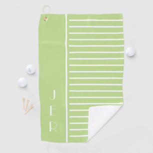 Golf Custom Initials    Green White Modern Stripes Towel