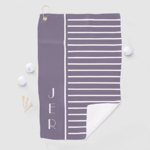 Golf Custom Initials    Purple Modern Stripes Cool Golf Towel