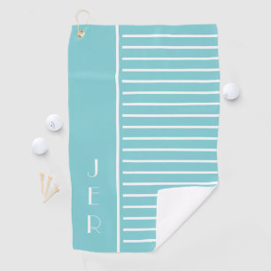 Golf Custom Initials    Teal White Modern Stripes Towel
