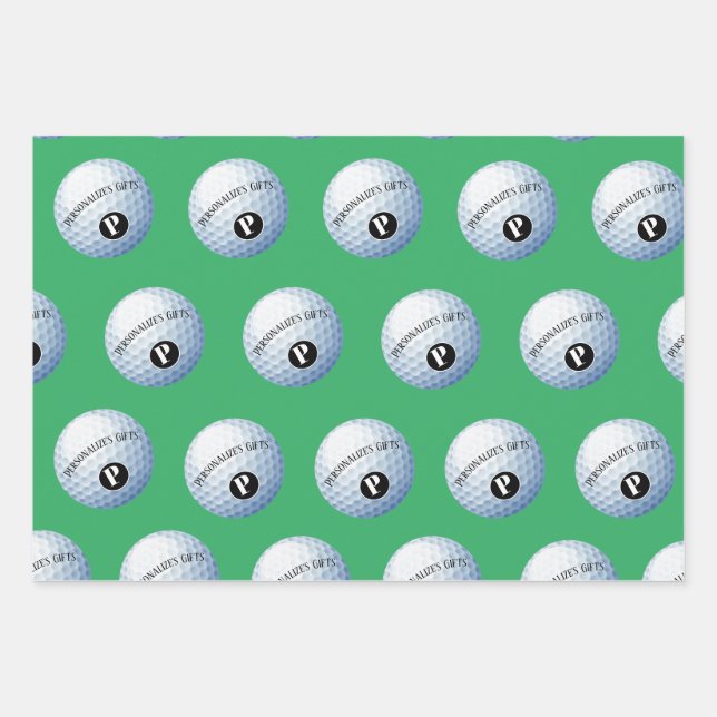 Golf Custom Monogram Name Wrapping Paper Sheet (Front)