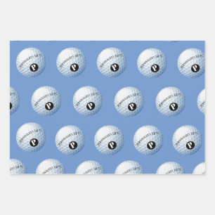 Golf Custom Monogram Name Wrapping Paper Sheet