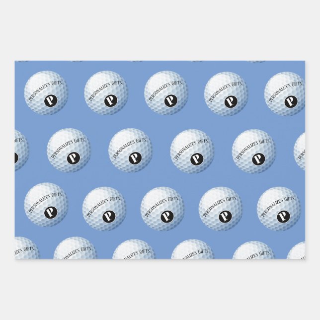 Golf Custom Monogram Name Wrapping Paper Sheet (Front)