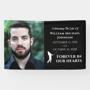 Golf Custom Photo Forever In Our Hearts Memorial Banner