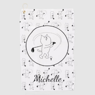 Golf Cute Cats Golfing Personalised Golf Towel