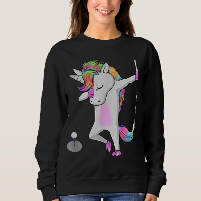 Golf Dabbing Unicorn Funny Dab Dance Funny Gift Sweatshirt (Front)