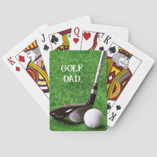 Golf Dad - Driver and Ball on Grass personalise Playing Cards