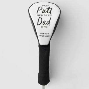 Golf dad modern black white typography funny chic head cover