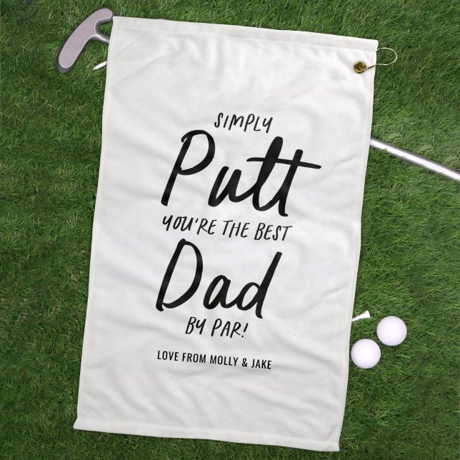 Golf dad modern black white typography funny golf towel (Creator Uploaded)