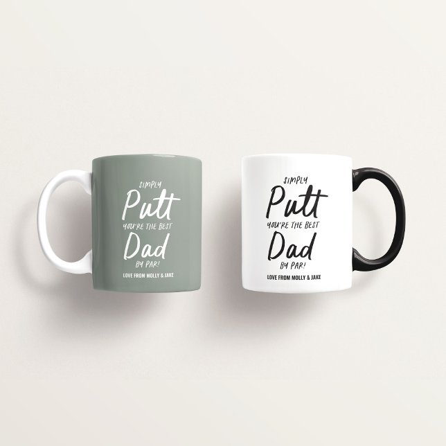 Golf dad modern khaki green typography funny chic  coffee mug (Creator Uploaded)