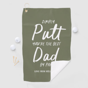 Golf dad modern khaki green typography funny golf towel
