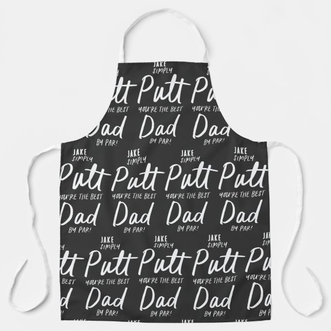 Golf dad modern khaki green typography funny photo apron (Front)